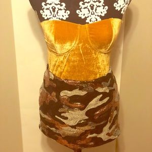 Army fatigue print sequin mini skirt